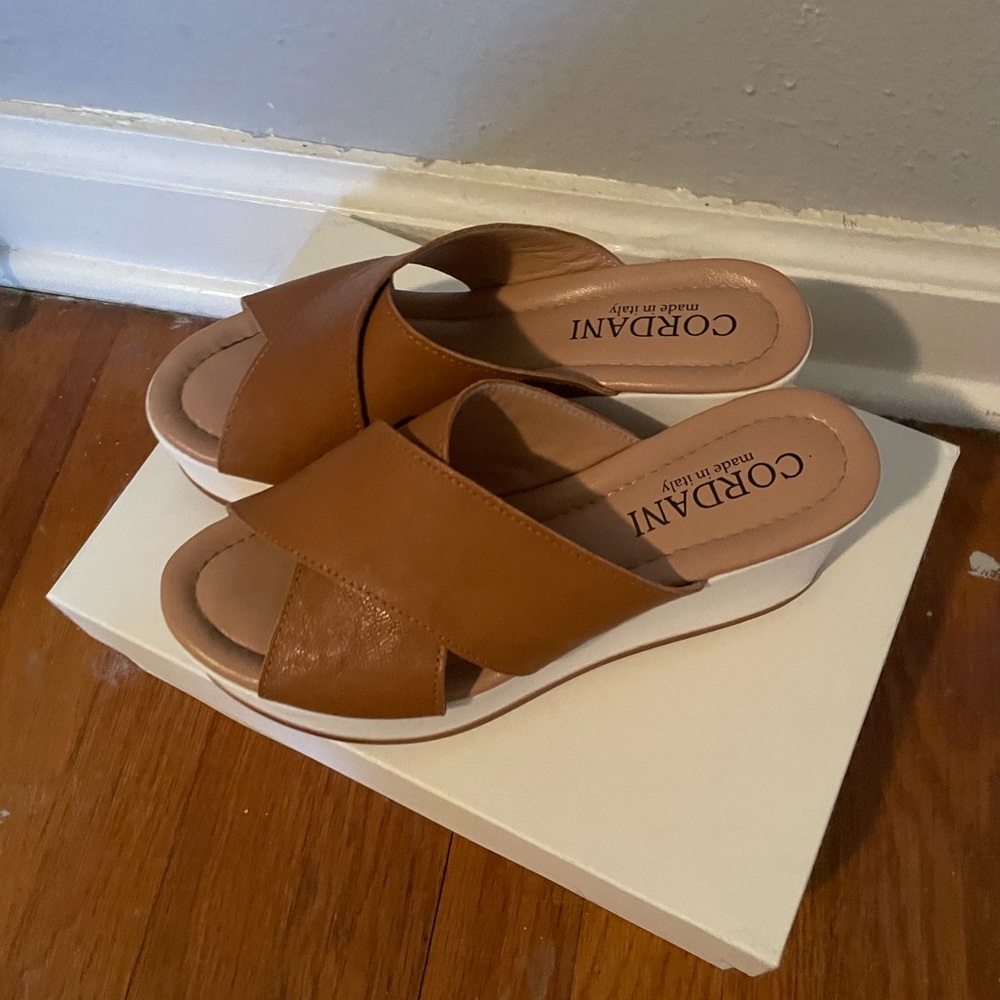 Cordani Italy Della Criss Cross Genuine Leather Platform Wedge Sandal Sz. 36 EU - Picture 2 of 7